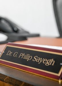 Dr. G. Philip Sayegh desk